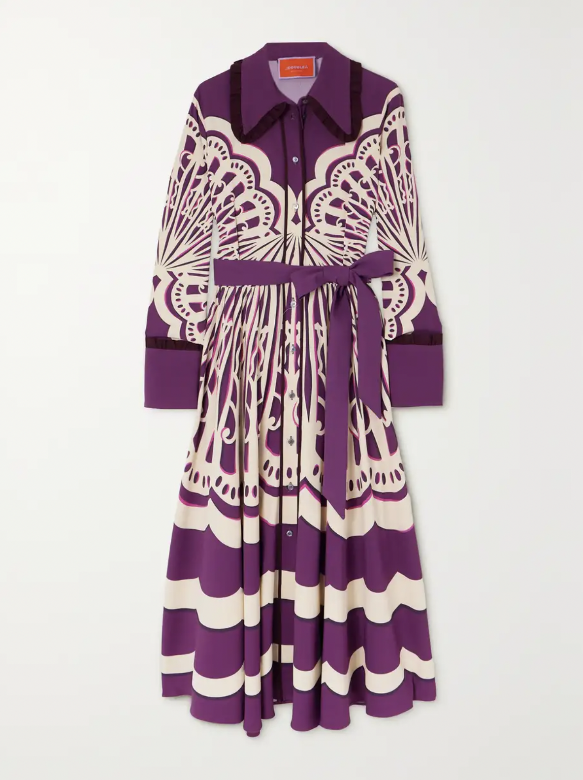 La DoubleJ Belted Printed Crepe Midi Dress — UFO No More